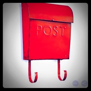 NIB red wall mount mailbox "POST"